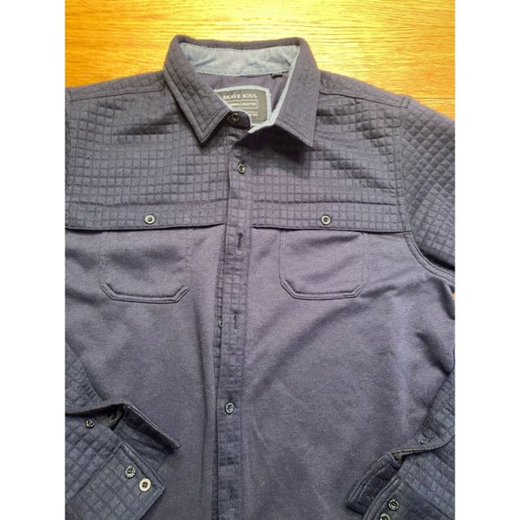 Brave Soul Navy Blue Button Down-L - Picture 3 of 4
